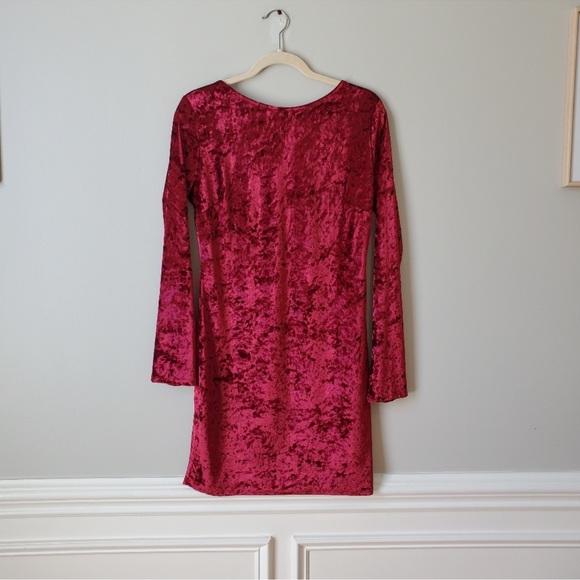 LULUS | Raspberry Red True Story Crushed Velvet Bodycon Dress | XL - Picture 2 of 7